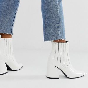 🚫SOLD🚫  NEW ✨ White Patent Vegan Ankle Boots